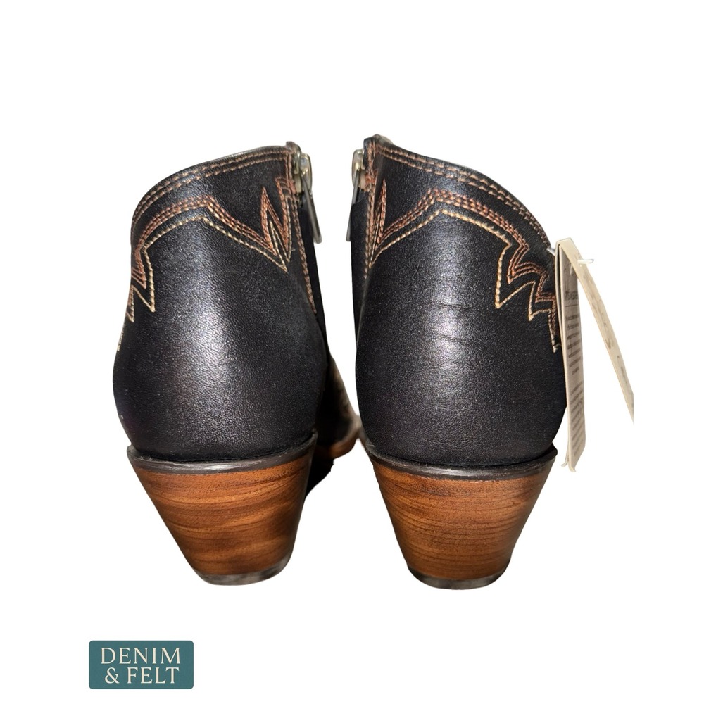 NEW Ariat Jolene Cash Black Leather Western Booties Zip Snip‎ Toe Stacked Heel - Picture 12 of 13